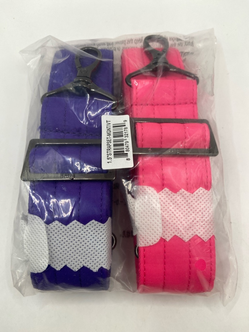 Lug Set of 2 Stitched Straps Magenta & Violet New - Picture 4 of 6